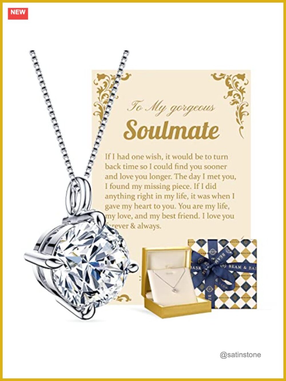 Moissanite Pendant Necklace S925 Sterling Silver 3 Carat Anniversary Gift